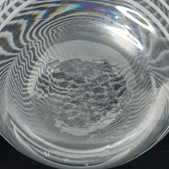 Vintage 12" Polish Made Hand Blown Glass Bottle Vase with Etched Circles - Picture 7 of 11